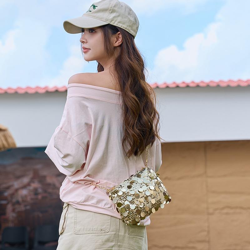 Women's Bag, New Trend Sequined Shoulder Bag, Fashionable and Simple Messenger Bag, One Piece.