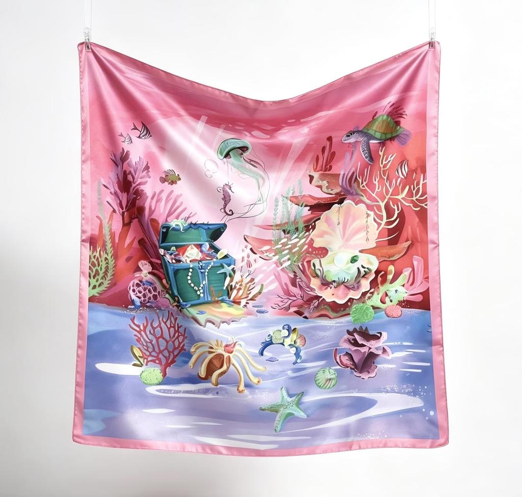 Beach sunset fashion silk scarf print 91CM silk square scarf decorative scarf scarf versatile shawl silk scarf