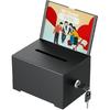 Uniclife Metal Donation Box for Fundraising, Suggestion Box with Slot and Lock, Black Ballot Boxes with Sign Holder, Storage Container for Voting