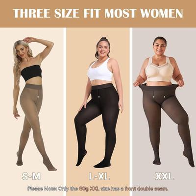 Leggings Pretas Transparentes Forradas com Fleece Femininas: Meias-calças Semi-transparentes Efeito Perna Nu Falsa para Comércio Transfronteiriço