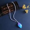 Amber Beeswax Gradient Purple-Blue Necklace Water Drop Flowers Pendent Necklace For Women Unisex Beaded Pendant Ornaments Gift