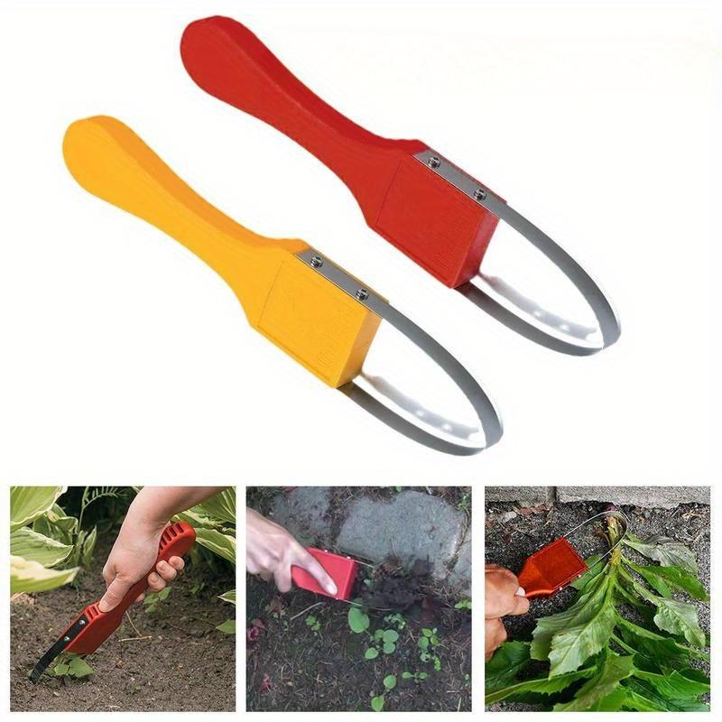 Garden Bandit Hand Loop Weeder - Durable Plastic, No Power Needed, Strong V-Shaped Fork Tip for Easy Weeding & Soil Removal, Yellow, Weeder Trimmers
