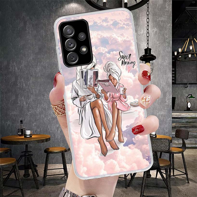 Girl Super Baby Mom Pink Soft Phone Case For Samsung Galaxy A12 A22 A32 A52 A72 A02S A51 A50S A71 A70 A31 A20S Note 20 Ultra S10