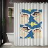 Crayon Shin-Chan Funny Character Scene 2D Print Waterproof Shower Curtain, Blue Bathroom Decor With Hooks