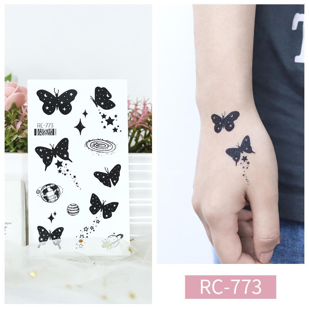 Butterfly Tattoo Stickers: Small, Fresh, Waterproof, Retro Black & White, Temporary Hand Designs