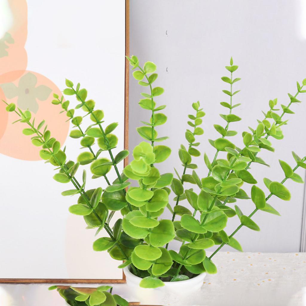 Eucalyptus Stem Decor 24 Leaves Plastic Iron Wire Artificial Fake Faux Eucalyptus Stem for Home
