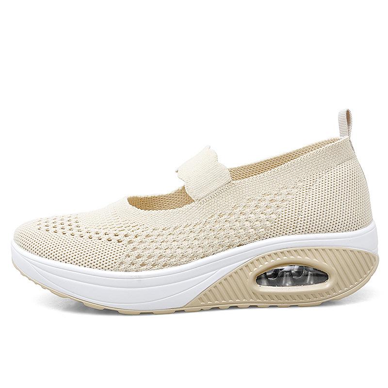 

Большие размеры, женские туфли из дышащей сетки, однопедальные ленивые туфли, легкие, с воздушной подушкой, для мам, повседневные, спортивные, сетчатые туфли 42 бежевый