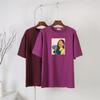 Hirsionsan Nueva Camiseta con Gráfico de Personaje Harajuku para Mujer 100% Algodón Manga Corta Camiseta Verano Suave Oversize Jersey Top