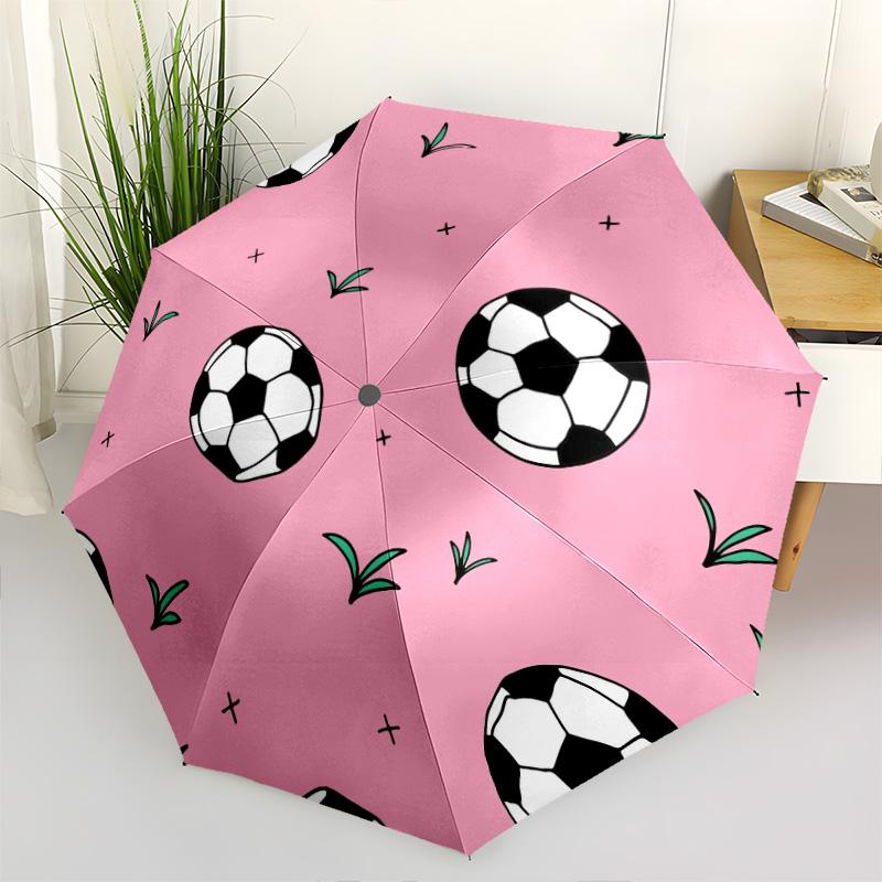 1pc football Umbrella Portable Folding Umbrella Iron Frame Hole Bone Structure Outdoor Home Umbrella