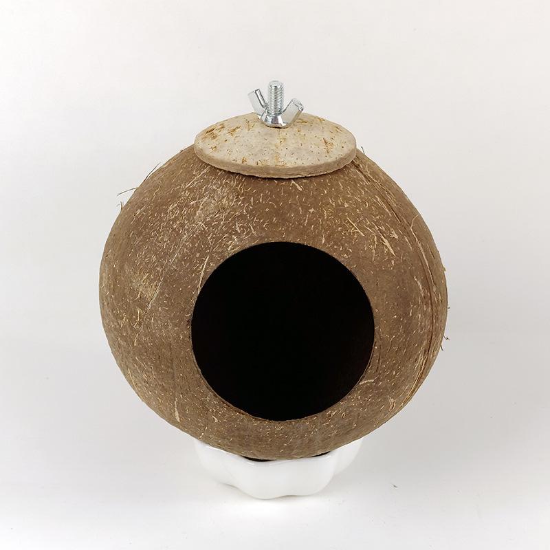 Coconut Shell Hanging Bird Nest for Parrots, Finch, Budgie, and Pearl Breeding.
