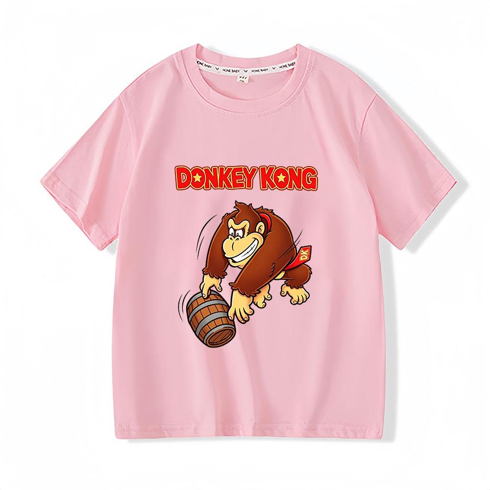 Game Donkey Kong Bananza Children's T-shirt 100% Cotton Cartoon Print Tees Cute Boys Girls Short Sleeve O-neck Kids Tops Summer