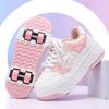 Chaussures Vélo Garçons Filles Adolescents Baskets à Roulettes Chaussures à Poulie Invisible Quatre Roues Amovibles Chaussures Vélo