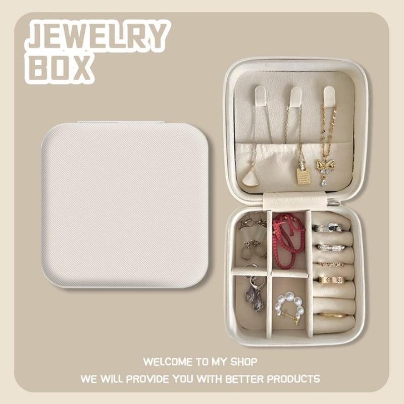 Portable Mini Jewelry Storage Box Travel Organizer Jewelry Case Leather Storage Earrings Necklace Ring Jewelry Organizer Display