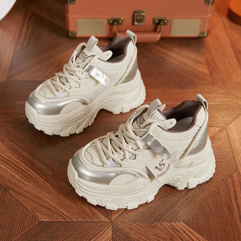 European Spring 2025 Women's Thick-Soled Platform Shoes - Height-Enhancing, All-Match Casual Sneakers