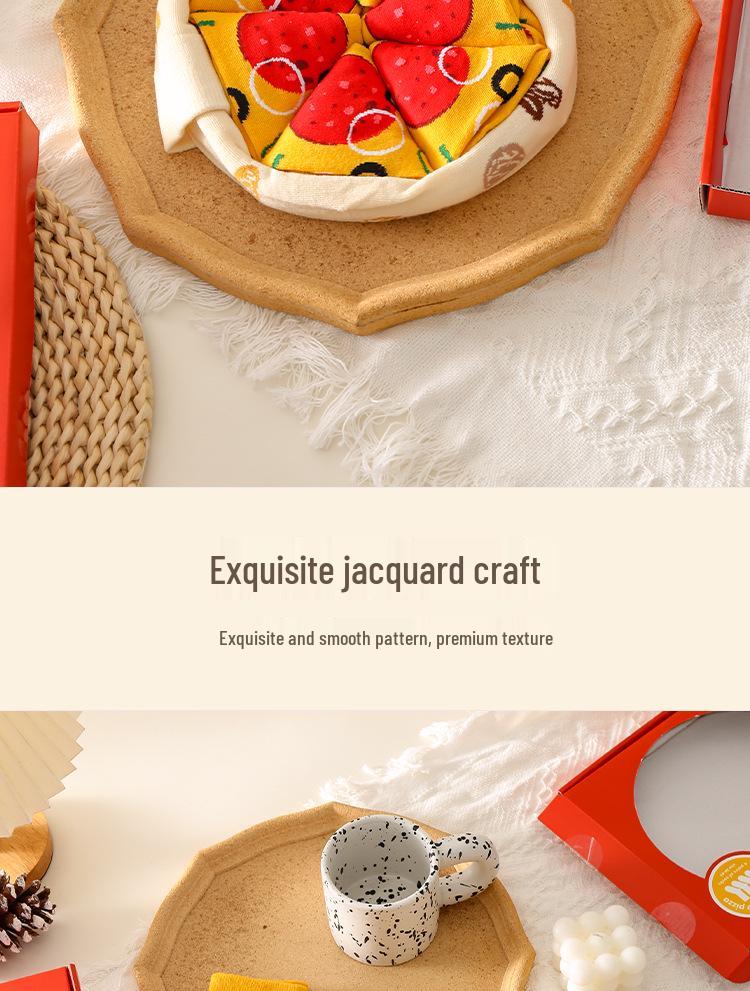 Damen Pizza Socken Geschenkbox - Schweißabsorbierend, geruchsresistent, reine Baumwolle, mittelhoch für Halloween, Weihnachten & mehr