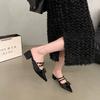 French Bow Bag Head Half Slippers 2025 Summer New Skirt Women Wear Thick Pointed Satin Rare Cool Slippers