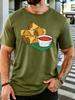 Unisex Cotton Tee Cartoon Spring Rolls Chili Dipping Sauce Graphic Short Sleeve Tshirt For Asian Food Fans Daily Casual Street Top