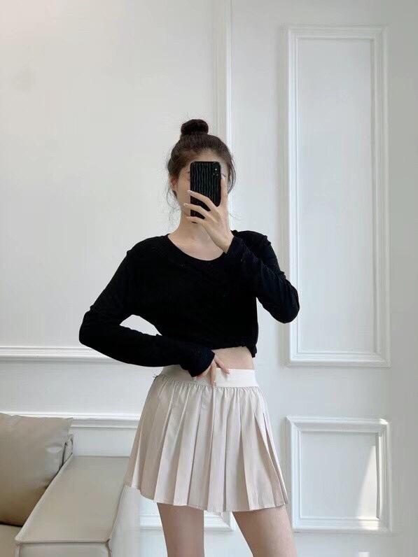 ALO Women's Summer High-Waist Tennis Skirt - Yoga, Golf, Anti-Exposure, Pleated, Quick-Dry Sports Skort