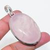 Natural Rose Quartz Gemstone 925 Sterling Silver Jewelry Pendant 2.29" AP-16218