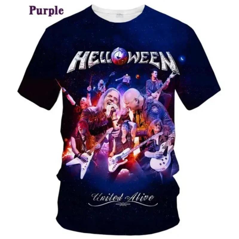 New Popular Rock Helloween Band Print T-Shirts 3D Men Women Fashion Oversized Short Sleeve Tee Shirt Summer Kid Y2k Top Clothing