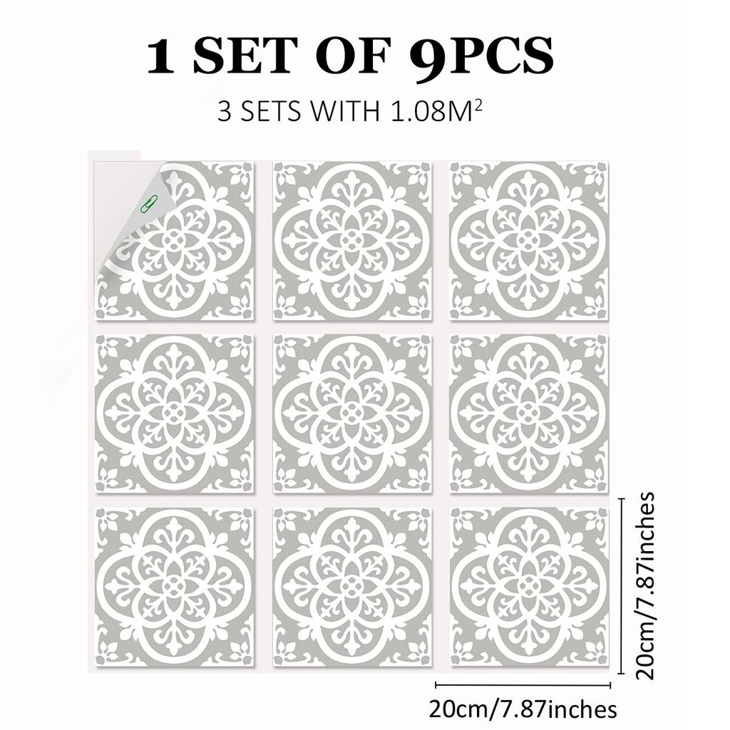 Mediterranean Wind Thickened Living Room Wear-Resistant Retro Pvc Floor Sticker Matte Floor Tile Self-Adhesive Bathroom Wall Sticker