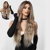 & Fluffy Brown Lazy Hair Natural Medium Gradient Wig Wigs Long Curly Wig Full-Head