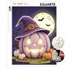 Pearl Painting DIY Kit Frameless Halloween Pumpkin Witch Hat Full Moon Bat Pattern Shiny Bead Art Canvas Creative Wall Decor Gift