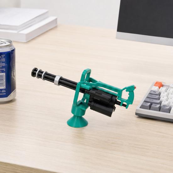 3D Printed Gatling Gun-shaped Figurine, Rotating Desktop Toy, Military Style Desk Decor, Funny Stress Relief Fidget Toy for Adults and Kids, Creative