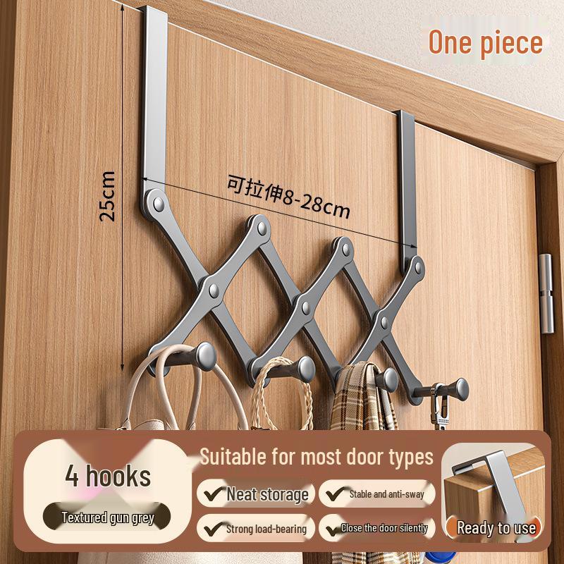Door-Mounted Foldable Bag & Coat Rack with Stainless Steel Hooks
