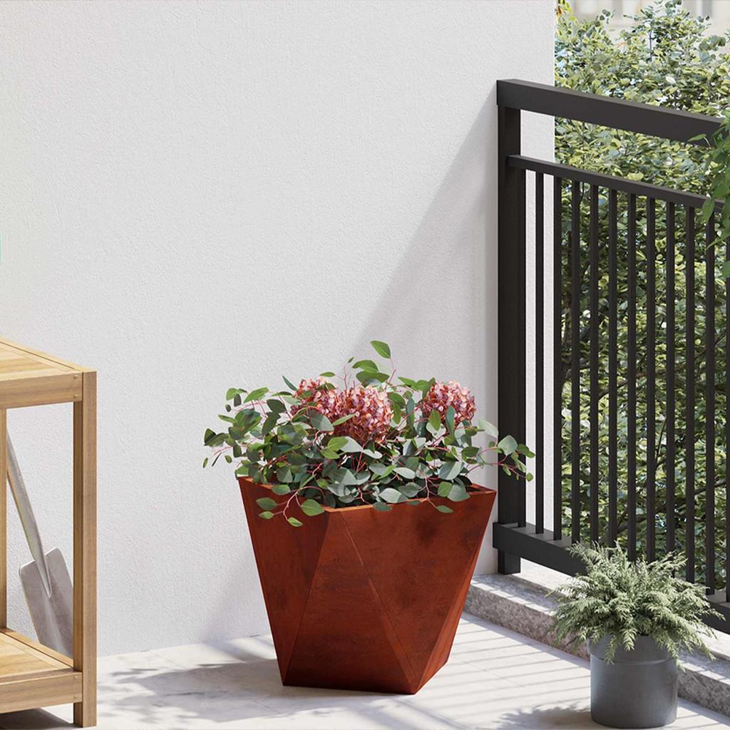 Plant Pot Set 2 pcs Rust Colored 30 x 30 x 30 cm Weatherproof Steel