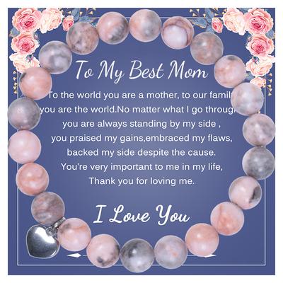 An meine beste Mama – Armband mit Lebensbaum aus Naturstein – Dankeschön-Geschenke für Mama/Schwiegermutter – Bedeutungsvolle Geschenke mit Grußkarte