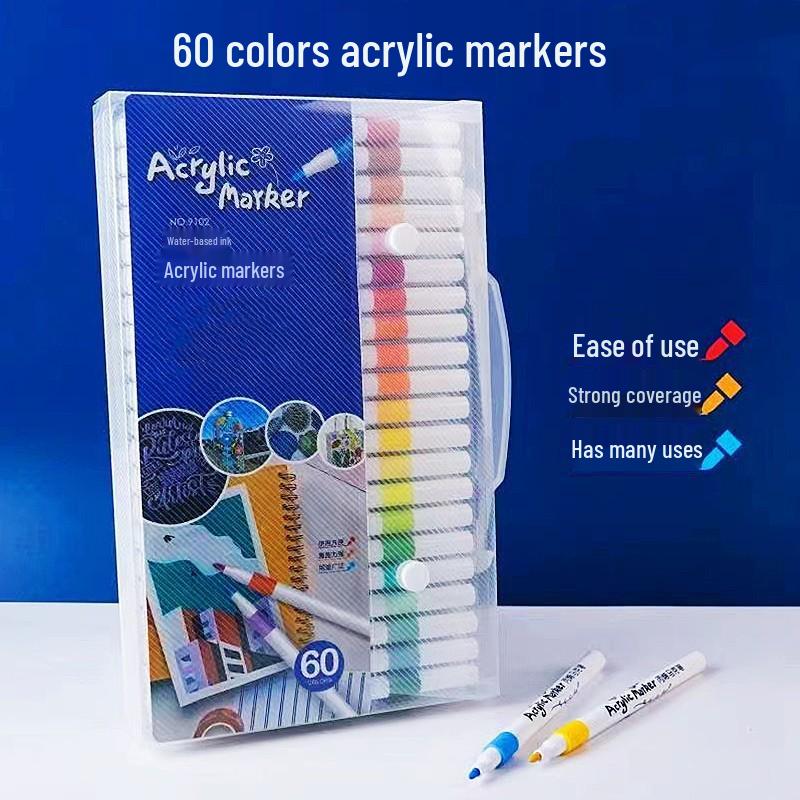 Quick-Dry Black Acrylic Marker: No-Bleed, Layerable, Soft Tip for Kids' Graffiti Art