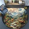 Dinosaur Landscape Round Area Rug,Carpet Rug for Living Room Bedroom Sofa Playroom Decor,Non-slip Floor Mat