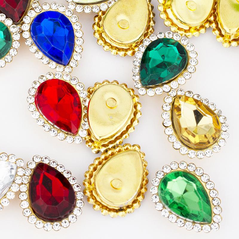 Sunflower Teardrop Acrylic Bow & Heart Hand-Sewn Diamond DIY Hair & Clothing Accessories