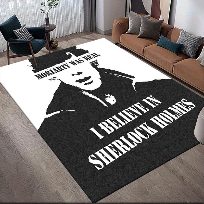 Sherlock Collage Flannel Printed Carpet, Home Sofa Decoration for Living Room & Bedroom, Non‑Slip Play Flannel Floor Mat for Game Room