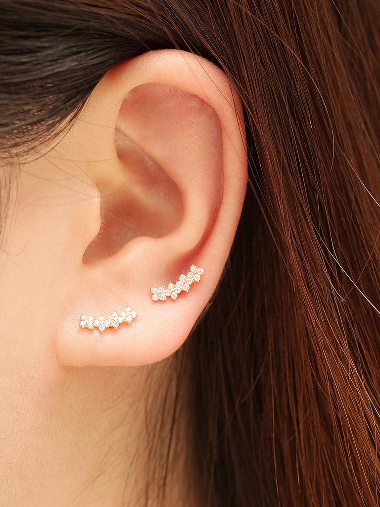 Minimalpiercing 14K Division Cubic Flower Piercing Earrings
