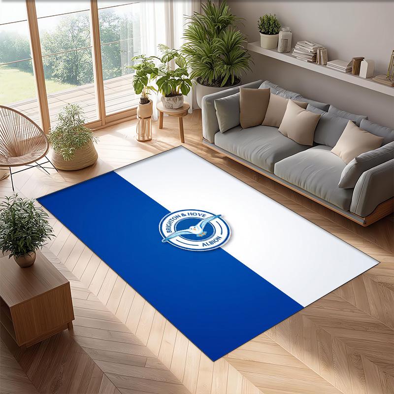 Brighton & Hove Albion Football Print Crystal Velvet Rug, Comfortable Water Absorbent Non Slip Indoor Floor Carpet