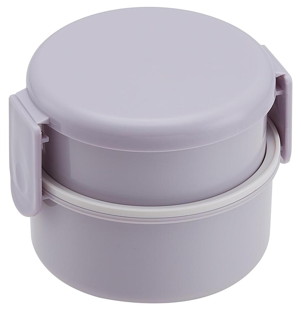 Skater Biomass Round Lunch Box with Nesting Microwave Made in Sepia ONWR1B Fork, 2-Tier, 500ml, Design, Safe, Japan, Lavender,