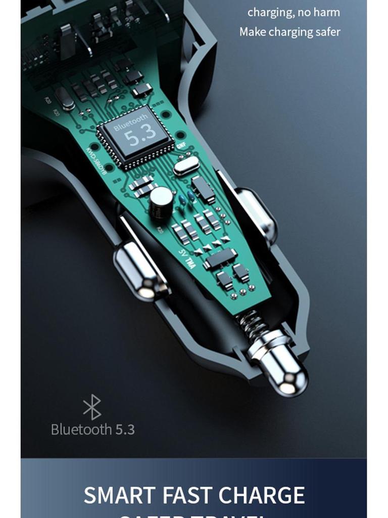 Bluetooth MP3 Car FM Charger with Digital Display & Fast Charging