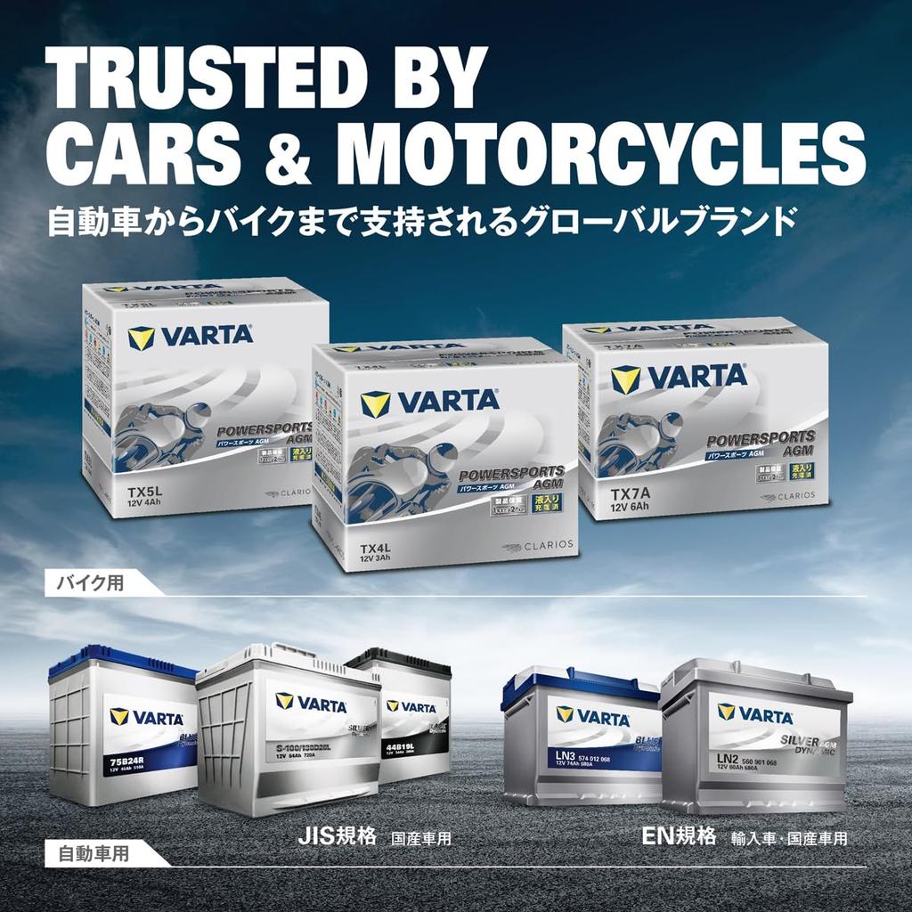 [VARTA] VARTA Powersports AGM T4L Motorcycle Battery Sealed/Charged with Liquid/YT4L-BS