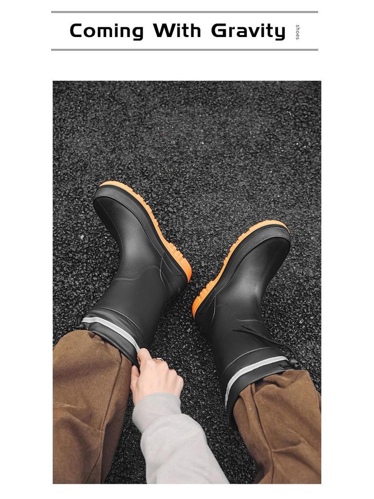 Men's Waterproof Non-Slip Mid-Calf Rain Boots - Korean Style Fashion for All Seasons