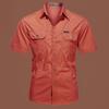 Men's Summer Military-Style Cotton Short-Sleeve Shirt - Casual, Lightweight, Multi-Pocket, Plus Size Workwear
