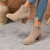 Winter  Comfortable Banquet High Heel Women's Boots Fashion New Round Toe Elegant Casual Thick Heel Short Boots Comfortable Soft Sole Non Slip Design