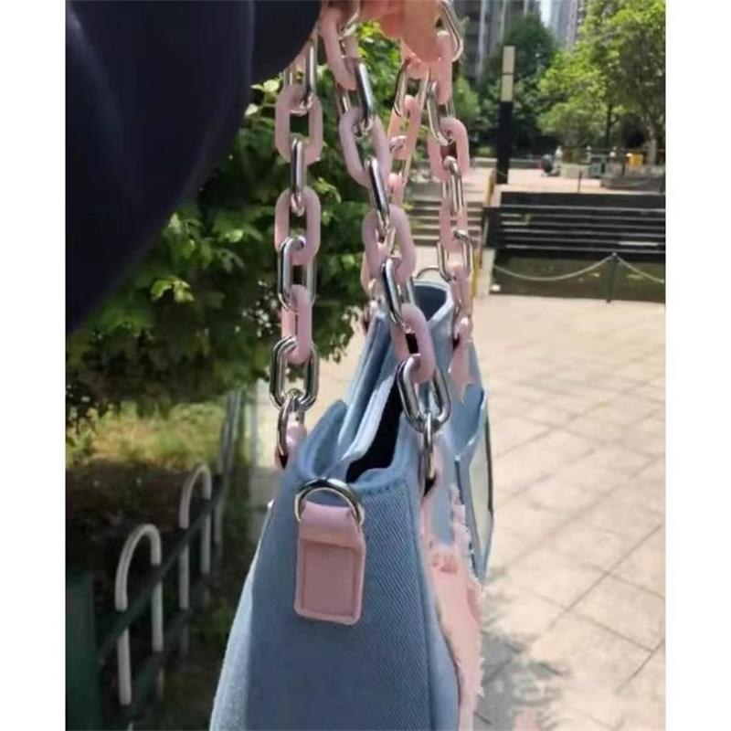 Splicing Hit Color Handbag Niche Design Chain Cowboy Handbag Star American Retro Shoulder Bag New Women'S Bag