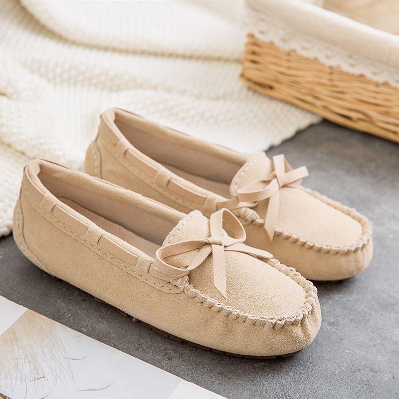 Doudou Shoes Women's New Spring and Autumn Single Shoes Leather Soft Sole Summer Casual Non-slip Pregnant Women Mother Flat Shoes