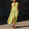 European and American New Women's Clothing, Casual Sleeveless Loose Pocket Women's Long Dress