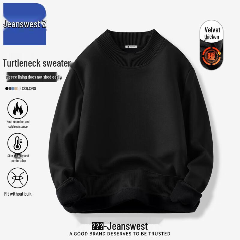 

Jeanswest Men s Winter Fleece-Lined Semi-Turtleneck Knit Sweater ANJ46 M