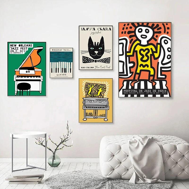 Vintage Jazz Canvas Paintings Carnival of Swing Posters and Prints Wall Art Picture for Living Room Cuadros Home Decoration