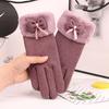 Soft Thickened Suede Gloves Plush Windproof Finger Mittens For Gift Women Anti-cold Gloves  Skiing