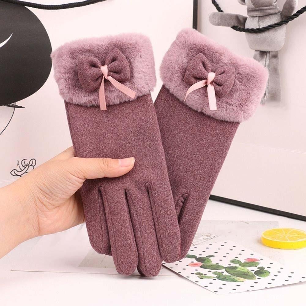 Soft Thickened Suede Gloves Plush Windproof Finger Mittens For Gift Women Anti-cold Gloves  Skiing